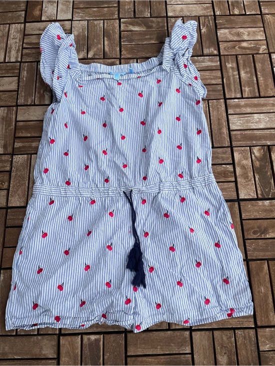 Draper James Pants - Blue & White Striped Romper with Red cherry Embroidery size 14